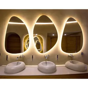 Led Mirrors For Bathrooms Norhs Professional Popular Design LED Lighting Custom Irregular Shape Smart Bathroom Art Mirror