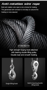 Petit palan électrique portatif de câble métallique de PA100/200kg avec la corde de 12 mètres - Product Image 6