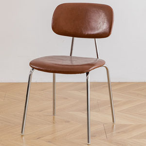 Metal Leather <b>Dining</b> <b>Chair</b> with Backrest and Soft Padding for Hotel Home Milk Tea Shop Small Apartments - Product Image 1