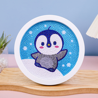 Kit de peinture diamant 5D pour enfants, motif animalier de dessin animé, strass brillants, artisanat DIY avec cadre, décoration murale moderne pour la maison, coffret cadeau