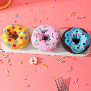 Four <strong>Doubles</strong> Colorful Donut Pattern <strong>Socks</strong> Dress Length Crew for Halloween Christmas Valentine's Day Four Seasons Gifts - Product Image 4