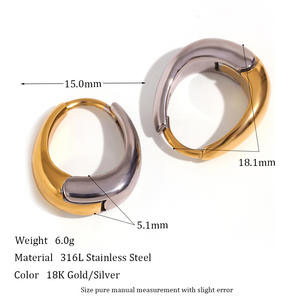 Boucles <span class=keywords><strong>d</strong></span>'oreilles en forme de poire pour femme hypoallergénique Boucles <span class=keywords><strong>d</strong></span>'oreilles en acier inoxydable créole titane pour dames - Product Image 3