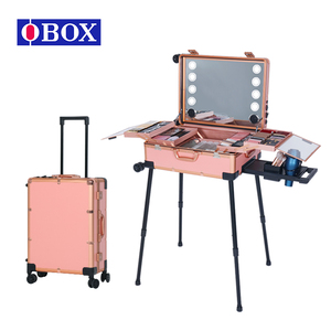 Obox 22inch vật liệu khác hộp trang điểm mỹ phẩm trường hợp có thể gập lại có thể tái chế công suất lớn 6 Đèn <span class=keywords><strong>Led</strong></span> Bluetooth máy nghe nhạc - Product Image 1