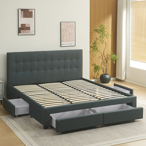 Modern Minimalist Fabric King Size <b>Bed</b> High-end Bedroom Elegant Soft Queen Size <b>Bed</b> with Storage Drawers - Product Image 1