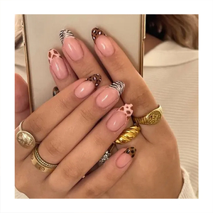 Usine Vente Chaude Transparent Clair Longueur Moyenne Fleur D'amande Français Conseils <span class=keywords><strong>Faux</strong></span> Ongles Couverture Complète 24Pcs Appuyez Sur Les Ongles - Product Image 5