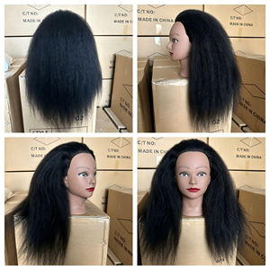 Tête de Mannequin en Cheveux Humains <span class=keywords><strong>Afro</strong></span> Ondulés Non-Remy pour Formation Coiffure et Cosmétologie, Perruques de 14 Pouces pour Femmes Noires - Vente en Gros - Product Image 6