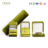 FORTE Collier vert vintage avec logo personnalisé, boîte à bijoux, boîte à bijoux en velours haut de gamme, boîtes à bijoux personnalisées