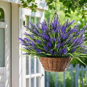 Gran oferta de plantas artificiales resistentes a los rayos UV para exteriores, <span class=keywords><strong>flores</strong></span> de lavanda de imitación, <span class=keywords><strong>mono</strong></span>, hierba, porche, ventana, Patio, maceta colgante - Product Image 4