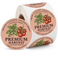 Étiquette ronde personnalisée de qualité supérieure pour tomates et basilic, en papier synthétique PP, pour la récolte biologique, en rouleau, pour le marché des fruits et légumes