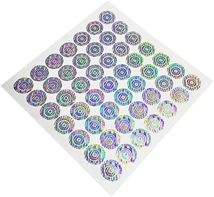Custom Order Made Laser Vinyl Die Cut Glitter Security Logo Hologram Anti Counterfeiting Label Adhesive Holographic Stickers