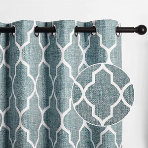 Cortinas opacas con aislamiento térmico, cortinas de ventana con ojales, cortinas estampadas marroquíes geométricas para sala de estar y dormitorio - Product Image 2