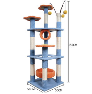 Grand arbre à <span class=keywords><strong>chat</strong></span> moderne en bois avec design écologique, 4 niveaux, pour intérieur/extérieur, emballé en carton, Purr Garden, nid d'escalade pour <span class=keywords><strong>chat</strong></span> - Product Image 4