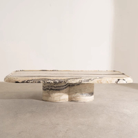 Table basse rectangulaire pliable en marbre travertin naturel style crème, design nordique, mobilier de salon de luxe léger