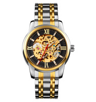 Reloj Mecánico Automático de Lujo para Hombre Skmei 9222, de Acero Dorado, Resistente al Agua, con Diseño de Esqueleto
