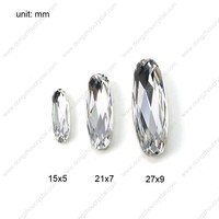 Strass en verre de forme ovale longue Dongzhou, pierres fantaisie K9, vente en gros, perles en cristal 3D pour bijoux, vêtements, accessoires de bricolage