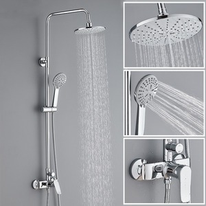 Conjunto de Torneira de Banheiro com Chuveiro de Alta Pressão, Multifuncional, em Latão Polido, Monocomando, com Jato Suave - Product Image 6