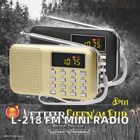 Radio Walkman Mini FM L-218 dengan Senter LED Port Pengisian Daya USB Pemutar Gurbani Punjab Speaker Plastik Kecil