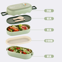 Vente chaude de qualité alimentaire Double couche boîte à lunch boîte à bento micro-ondable 850ml en plastique filles bac à légumes léger