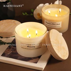 Candele profumate RAINCOAST personalizzate con coperchio <span class=keywords><strong>in</strong></span> legno <span class=keywords><strong>da</strong></span> 350G di candele di lusso <span class=keywords><strong>in</strong></span> cera di soia - Product Image 3