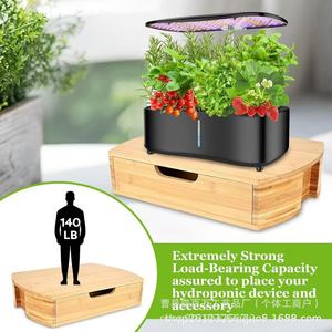 Soporte de bambú para plantas hidropónicas con cajón de almacenamiento para sistema de jardín interior - Product Image 1