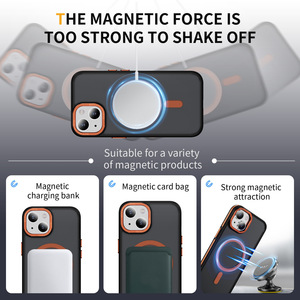 Custodia per telefono IP17 Pro Max serie <span class=keywords><strong>Cloud</strong></span> bicolore con anello magnetico effetto pelle e pulsante hardware per fotocamera, compatibile con IP15 PLUS - Product Image 4