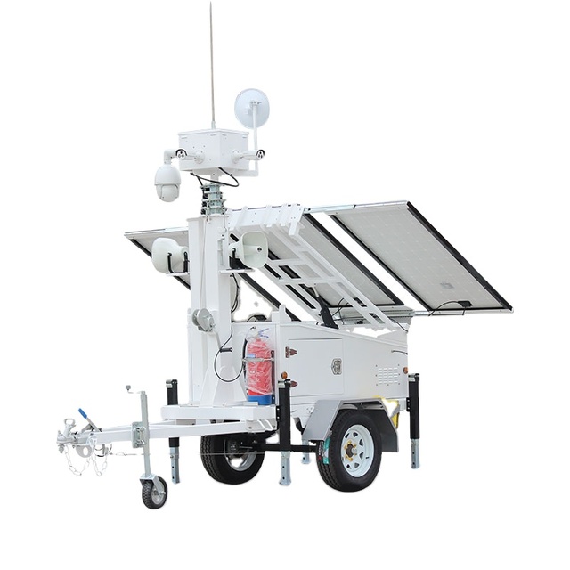 Portable Mobile Solar CCTV Security Camera Trailer Surveillance Trailer