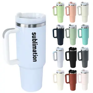 Custom Quencher H2.0 stainless steel double walled coffee mug metal cup 40 oz tumbler with handle sublimation