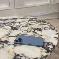 Table basse moderne en marbre Calacatta Violet italien pour salon, table ronde en marbre à socle bas