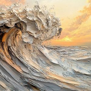 ภาพวาดสีน้ำมันลายคลื่นทะเลแบบแฮนด์เมดบนผืนผ้าใบสำหรับตกแต่งบ้านพักตากอากาศ โรงแรม รีสอร์ท และห้องนอน - Product Image 2