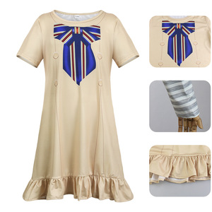Vestido de cosplay M3GAN color caqui con estampado de corbata azul, disfraz para niñas para juegos de rol de anime - Product Image 3
