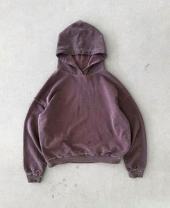 Sudadera con Capucha Oversize Unisex de Algodón Polar de Alta Calidad OEM, con Lavado Ácido, Efecto Desgastado y Bordado, Color Liso, para Primavera - Product Image 4