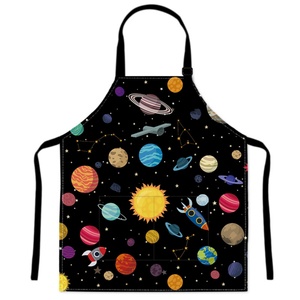 Custom Cartoon Space Pattern Double Pocket Adjustable Sleeveless Bib Reusable <b>Apron</b> for Restaurant & BBQ OEM/ODM - Product Image 4