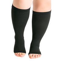 Prix d'usine S ~ 7XL Plus Size Chaussettes à manches de mollet 20-30mmHg Chaussettes à haute compression au genou à bout ouvert
