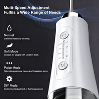 Irigator Oral Tanpa Kabel 1500mAh IPX7 Tipe C Water Flosser Tangki 320ml 4 Mode 5 Nozel untuk Behel Penggunaan di Rumah dan Perjalanan