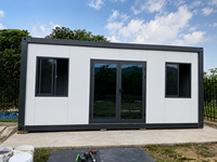 Maison modulaire préfabriquée à toit en pignon de 20 pieds, mur-rideau en verre moderne, villa portable, bureau, bâtiment commercial