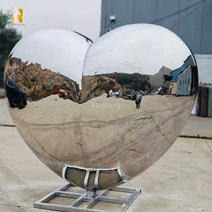 RELONG оптовая продажа полированная большая скульптура сердца из нержавеющей стали для украшения курортного ландшафта - Product Image 6