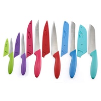 Ensemble de 6 couteaux de cuisine en acier inoxydable avec manche en PP, comprenant un couteau de chef, un couteau utilitaire, un couteau à éplucher et un couteau à steak pour la découpe quotidienne