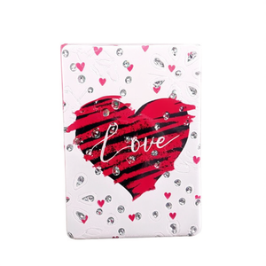 Specchietto tascabile quadrato con strass a forma di cuore 8,6x6,2 cm, specchietto compatto con design a cuore per donna, accessorio per il trucco - Product Image 2