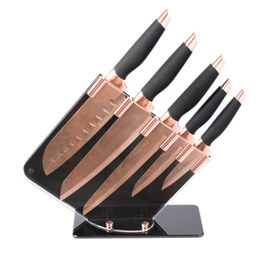 Nuovo arrivo coltello da cucina in <span class=keywords><strong>titanio</strong></span> <span class=keywords><strong>set</strong></span> di <span class=keywords><strong>coltelli</strong></span> da cucina in acciaio inossidabile con grana di damasco - Product Image 1