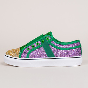Mardi Gras Ladies <strong>Canvas</strong> Skateboard <strong>Shoes</strong> Women Purple <strong>Green</strong> Gold Sequined Sneakers - Product Image 6