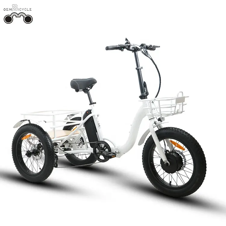 Oembicycle 48V 500W 12.5ah Voorwielaandrijving Trike Dikke Band Opvouwbare Elektrische Driewieler