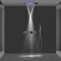 Ensemble de douche LED moderne de luxe 600x330mm avec colonne de pluie en acier inoxydable et mitigeur cascade pour usage hôtelier