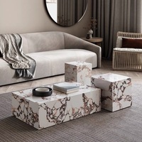 Hot Premium Hotel Lobby Accueil Marbre Café Centre Plinthe Table Et Meuble TV Calacatta Viola Marbre Bloc Plinthe Table Basse