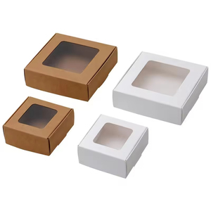 Tùy chỉnh thân thiện với môi cao cấp Kraft hộp giấy hiển thị cửa sổ <span class=keywords><strong>Macaron</strong></span> Snack đóng gói container Mochi tráng miệng bánh nướng Quà Tặng - Product Image 3