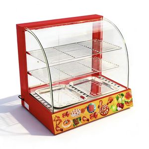 Équipement de cuisine occidental commercial, vitrine chauffante en verre incurvé électrique avec tiroir à eau pour conserver l'humidité des aliments - Product Image 1