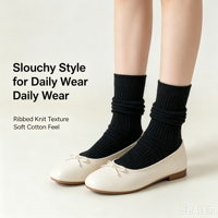 Chaussettes en coton côtelées noires décontractées pour femmes, multi-usages, mi-mollet, style empilé, personnalisables OEM avec logo couleur