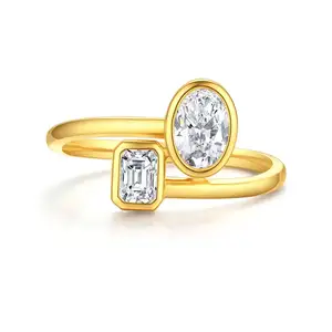 18k半永恒戒指钻石1.8毫米hpht钻石珠宝结婚5925银戒指钻石