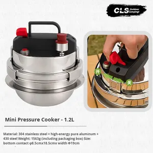 Cuisinière à pression en acier inoxydable 1,2 L Moderne Portable pour 1 à 2 personnes Camping Voiture Utilisation domestique Cuisinière à gaz Soupe Cuisson - Product Image 5
