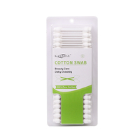 Coton-tiges blancs doux et flexibles à double tête en forme de gourde, 100 pièces, avec bâtonnet en plastique, emballés sous blister
