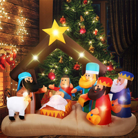 Décoration de crèche gonflable de Noël avec LED intégrées, idéale pour jardin, pelouse et fêtes de Noël